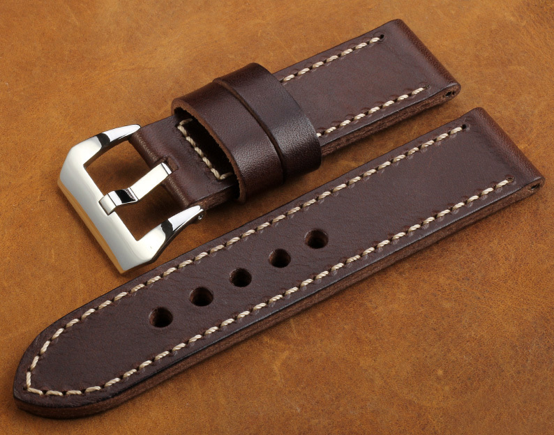 Drak-Brown-Leather-Watch-Straps-Handmade-waterproof-nano-watch-band-for-Panerai-HK-post-Free-shipping